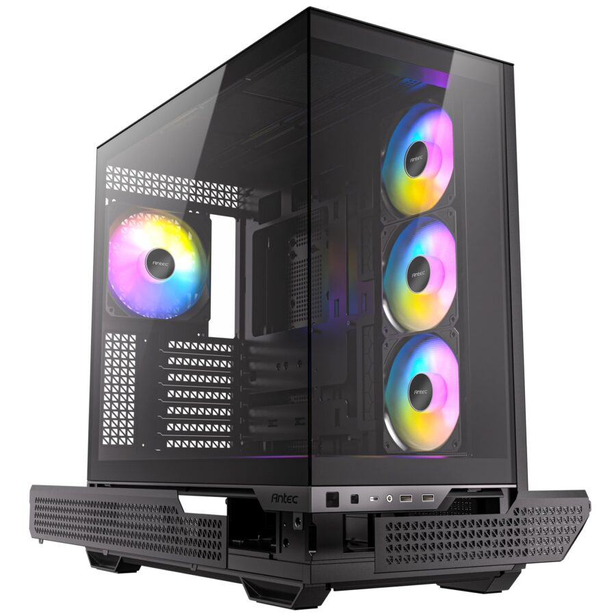 Antec Constellation C7 Mid Tower Gaming Case, 1 x USB Type-C / 2 x USB 3.0, Tempered Glass Front and Side Window Panel, Vertical Airflow, 4 x Pre-Installed ARGB LED Fans, E-ATX (= 272mm), ATX, M-ATX, ITX Compatible
