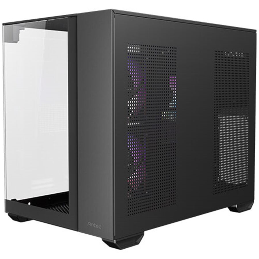 Antec CX600M Trio Mini Tower Gaming Case, Tempered Glass Front, Top & Side Panels, Dual Chamber Design, 3 x Pre-Installed ARGB Fans, USB-C, USB 3.0 & USB 2.0, Micro-ATX/ITX, Black