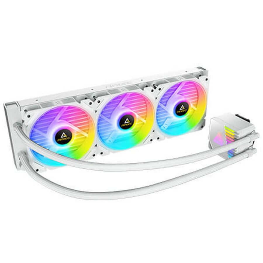 Antec Symphony 360 AiO Liquid CPU Cooler, Universal Socket, White, 360mm Radiator, PWM 1600RPM Cooling Fans, Addressable RGB LED Lighting with Chromatic ARGB Lighting Pump Head