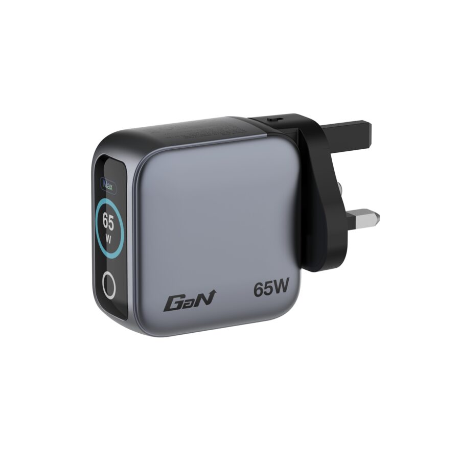 Verbatim Mini GaN Charger with Display, 65W 3-Port + 60W USB-C to USB-C Cable