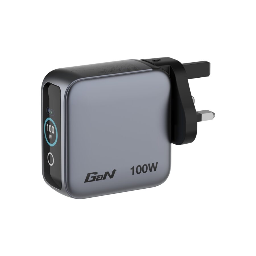 Verbatim Mini GaN Charger 100W With Display, 100W 3-Port + 100W USB-C to USB-C Cable