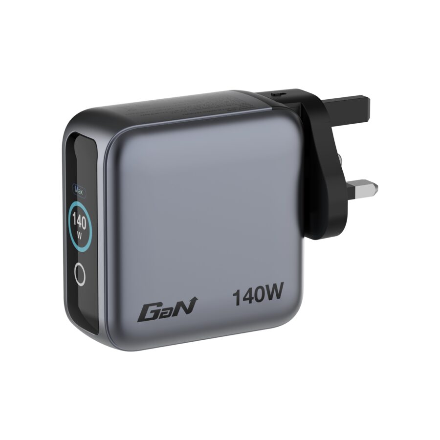 Verbatim Mini GaN Charger 140W With Display, 140W 4-Port + 140W USB-C to USB-C Cable