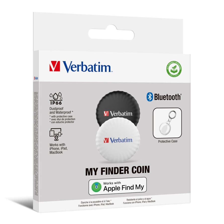 Verbatim MYFC-02BW My Finder Coin Bluetooth Item Finder 2 pack Black / White