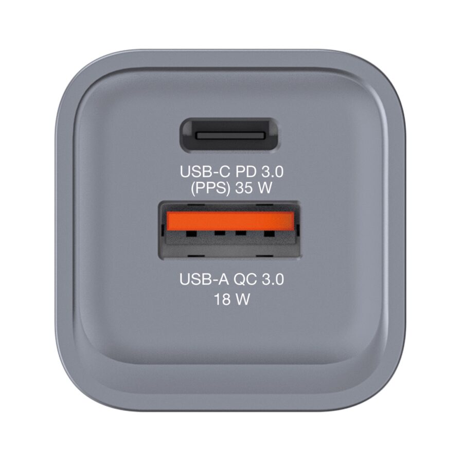 Verbatim GNC-35 GaN Charger 35W with 1 x USB-C PD 35W / 1 x USB-A QC 3.0 (EU/UK/US)