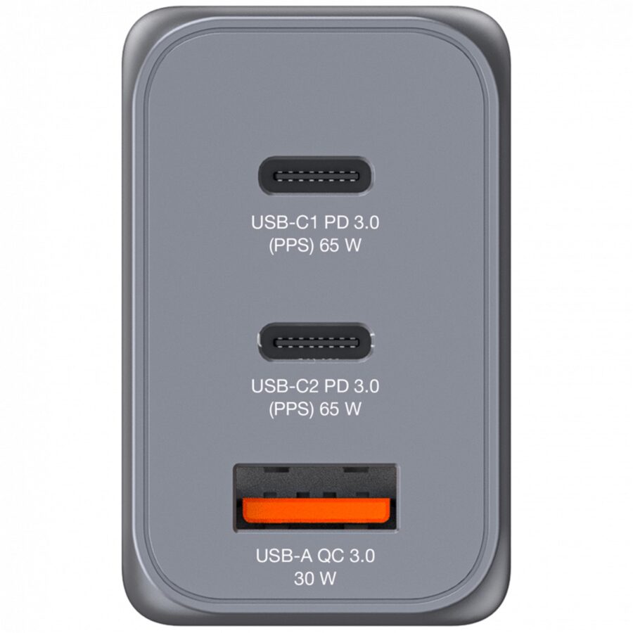 Verbatim GNC-65 GaN Charger 65W with 2 x USB-C PD 65W / 1 x USB-A QC 3.0 (EU/UK/US)
