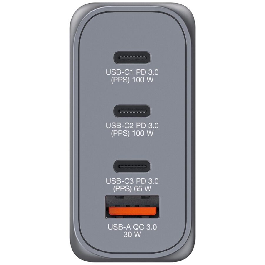Verbatim GNC-100 GaN Charger 100W with 2 x USB-C PD 100W / 1 x USB-C PD 65W / 1 x USB-A QC 3.0 (EU/UK/US)
