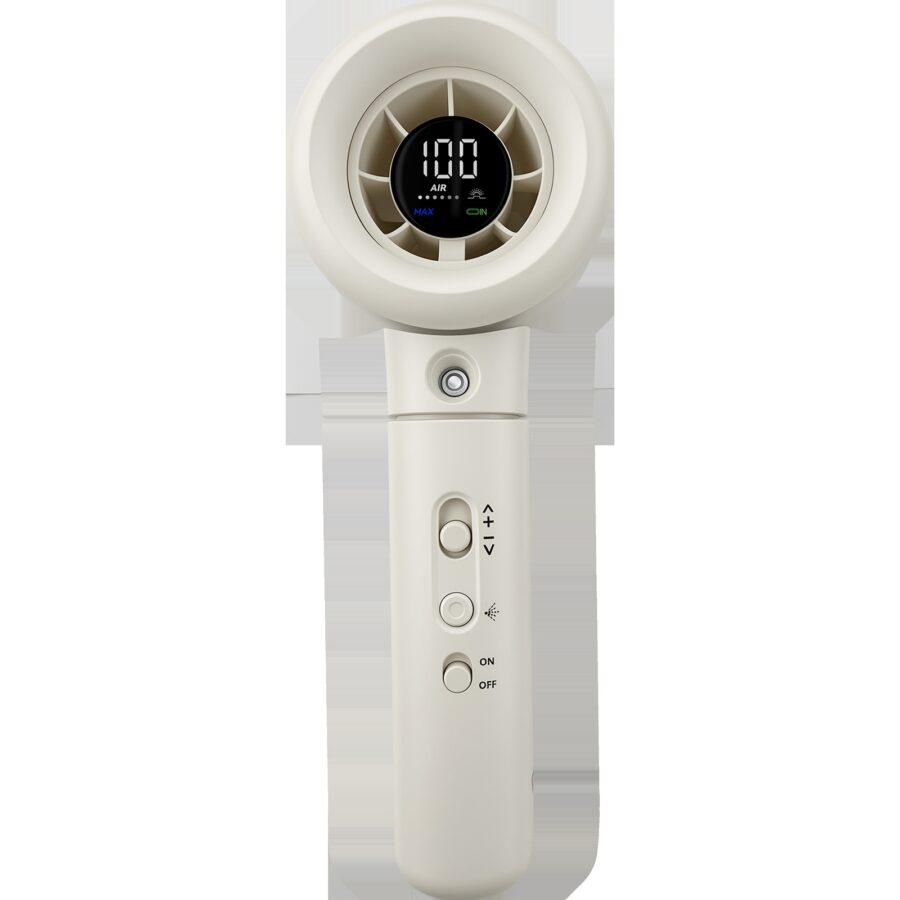 Verbatim Cool 'n' Go Aqua Breeze Handheld Fan, Portable Cooling with Refreshing Mist Spray - White/Silver