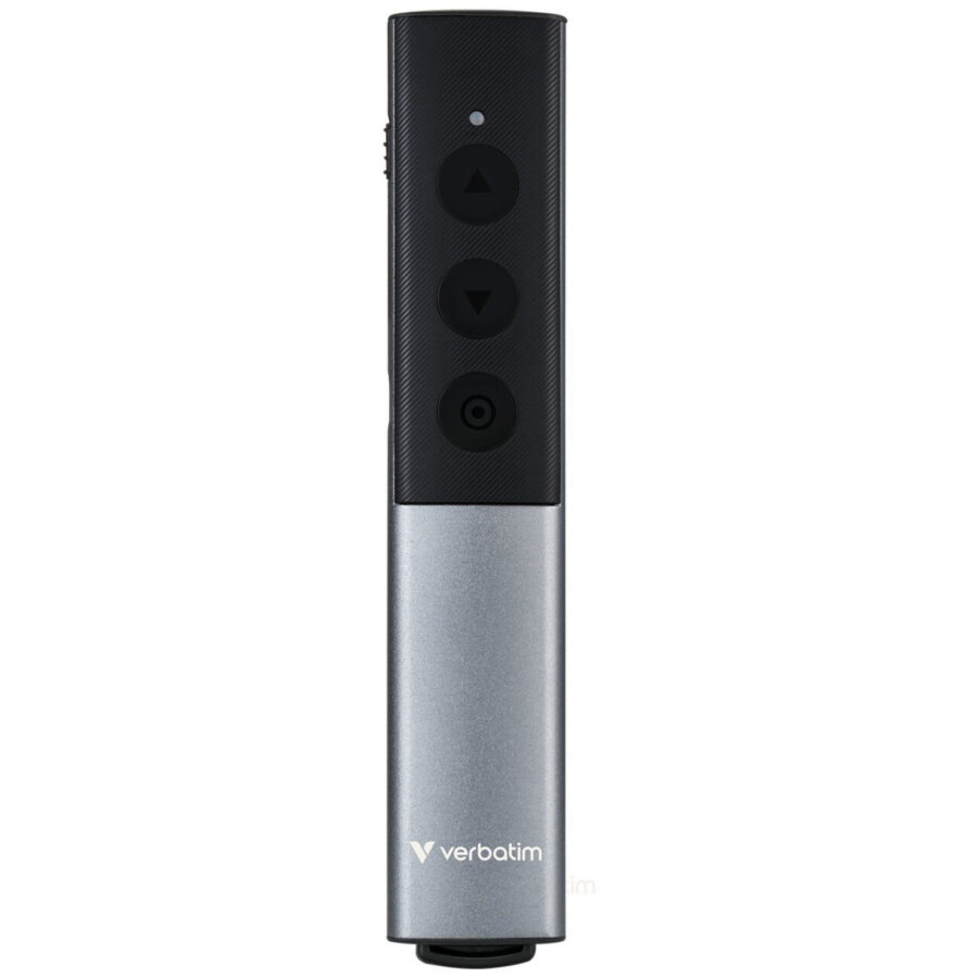 Verbatim Agenda Wireless Presenter With Red Laser Pointer, Up To 100m Wireless Range, Dual USB-A and USB-C Receiver For Universal Compatibility, Plug And Play, Grey / Black