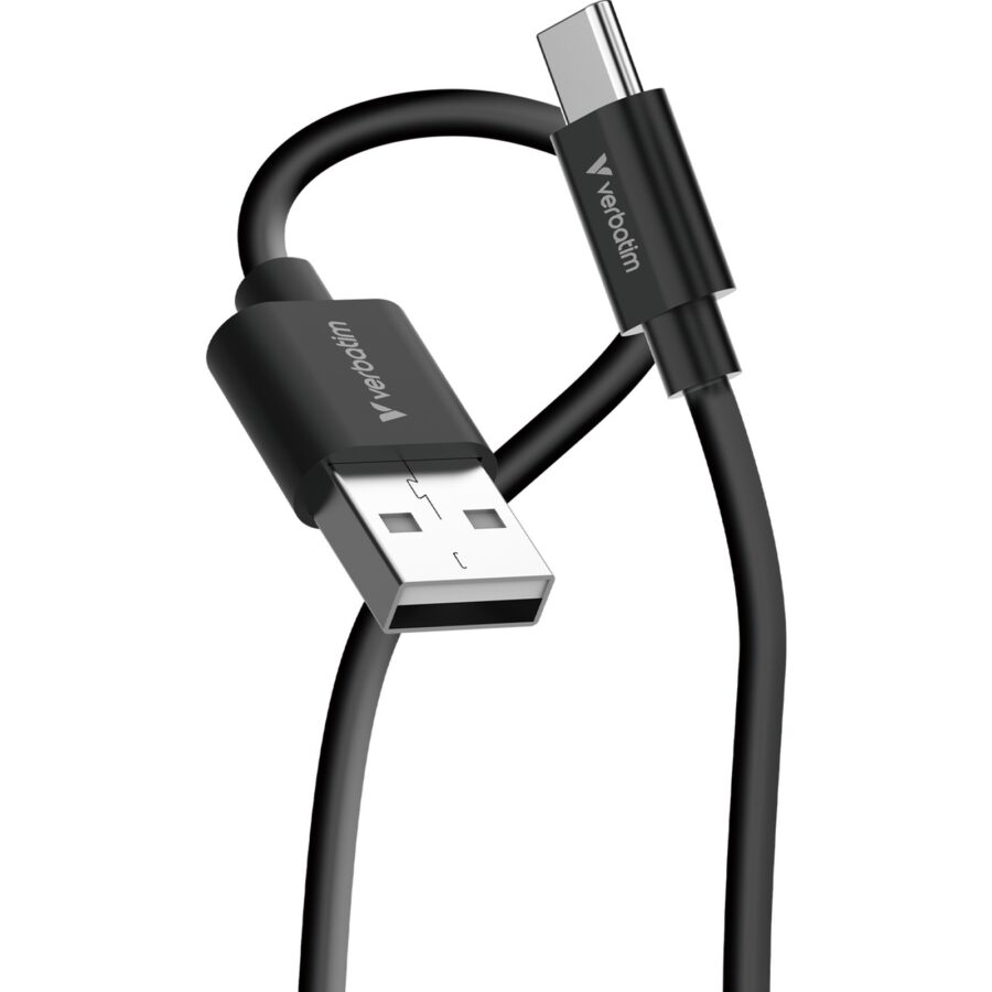 Verbatim Essentials Sync & Charge USB-A to C Cables (2 pack) Black & White,1m,18W QC, 480Mbps, Quick Charge 3.0 Support Up To 18W Charging