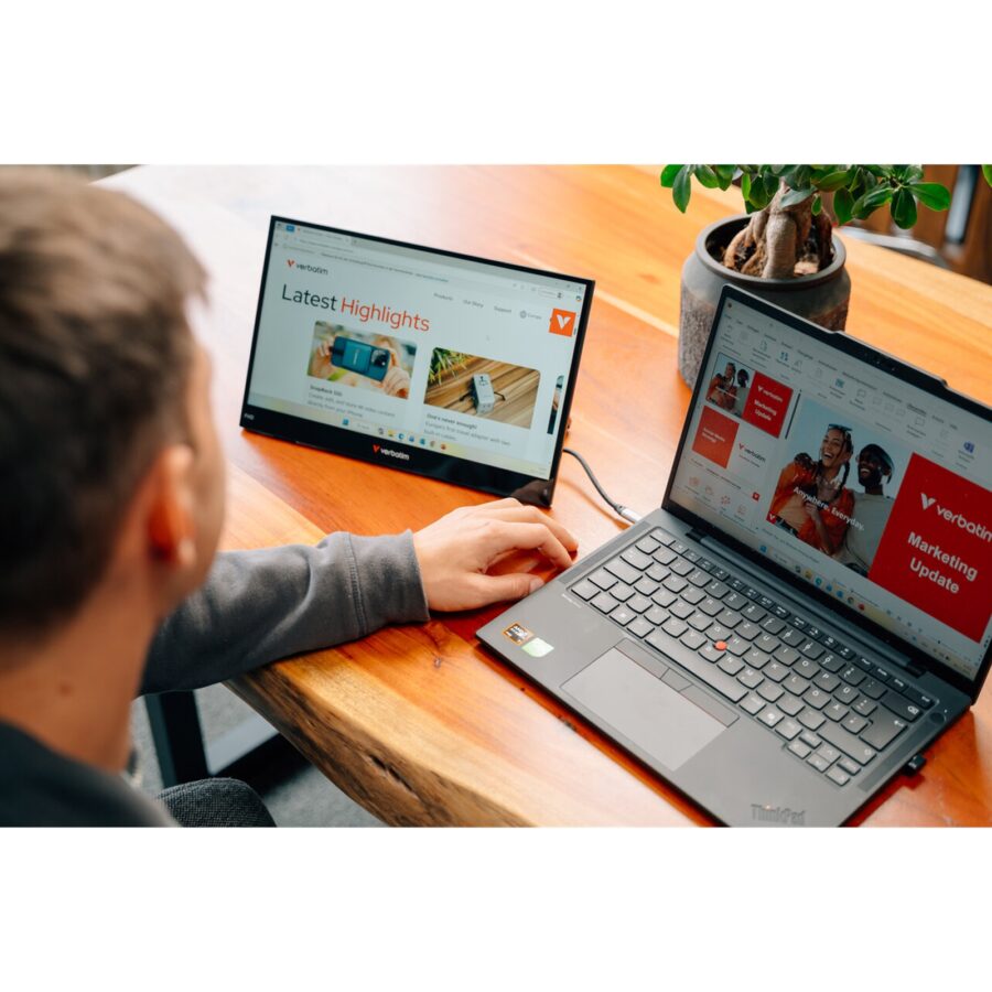 Verbatim Portable 15.6" Touchscreen IPS Monitor LIGHT, USB-C, Speakers, 1920 x 1080 Resolution, 60Hz
