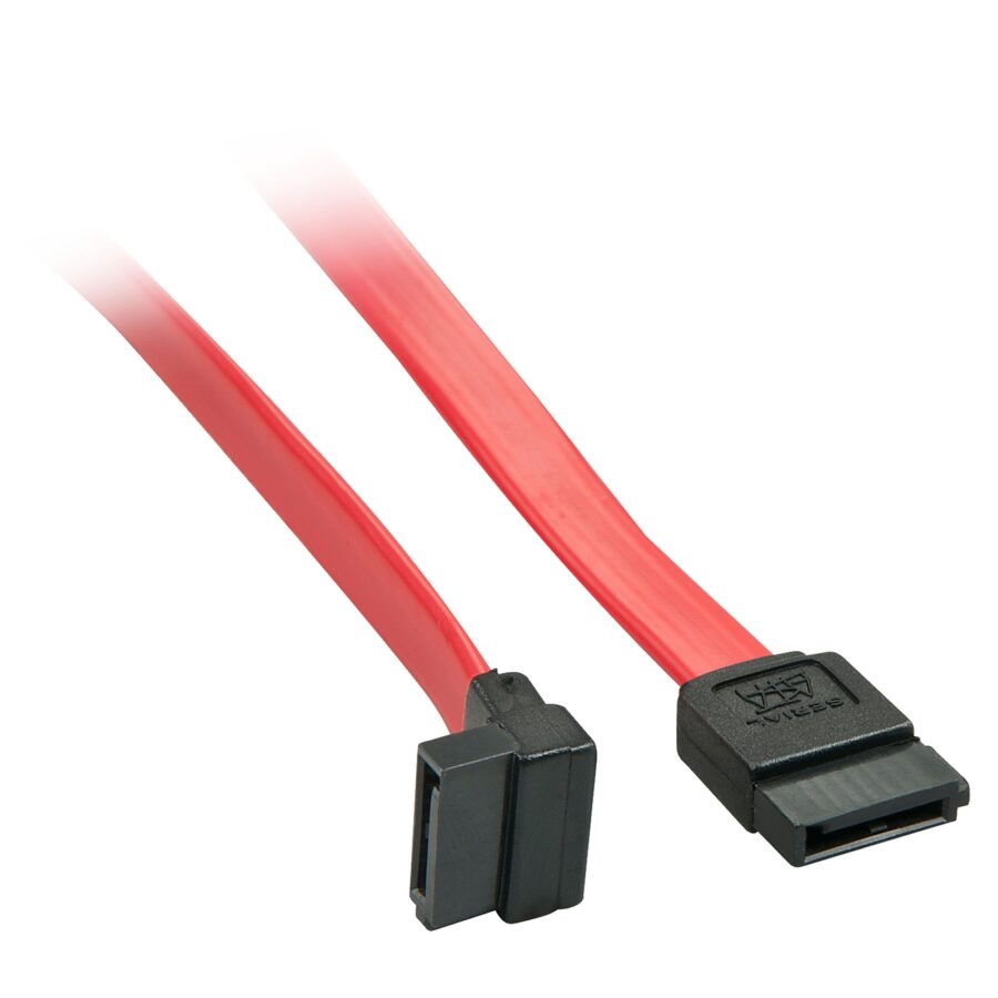 Lindy 33351 0.5m SATA (7 Pin) to 90 Deg SATA (7 Pin) Cable - Red/Black