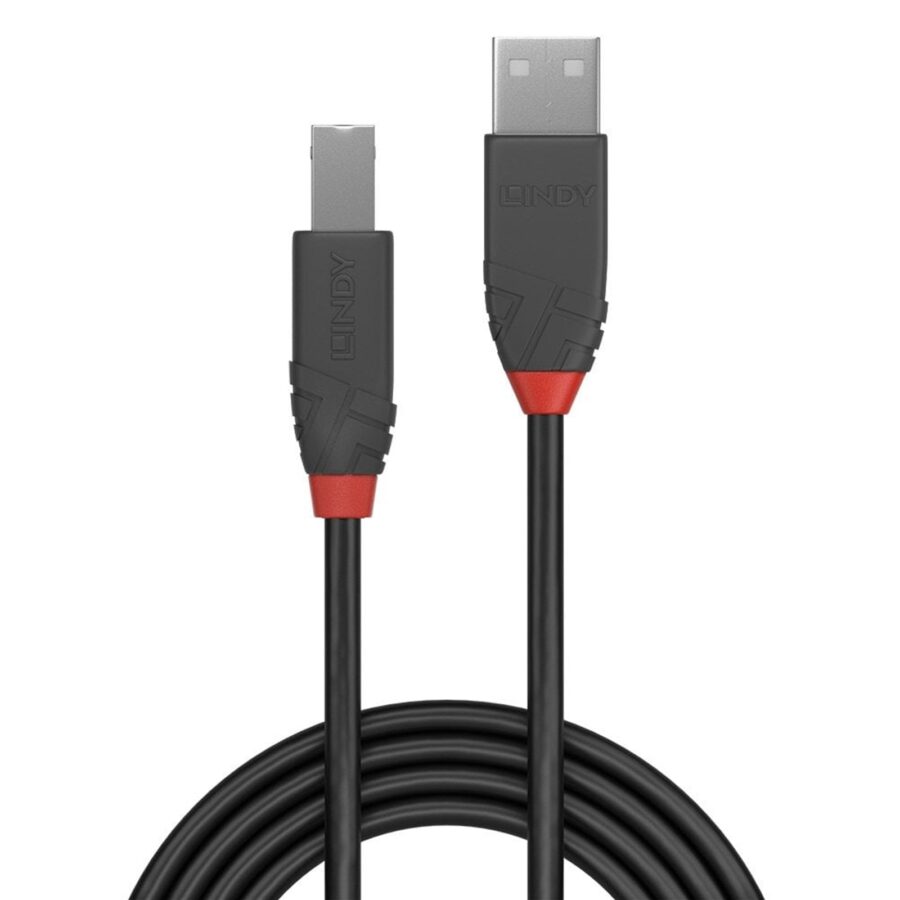 Lindy 36675 5m USB-A (M) 2.0 To USB-B (M) 2.0 Anthra Line 480Mbps Cable - Black