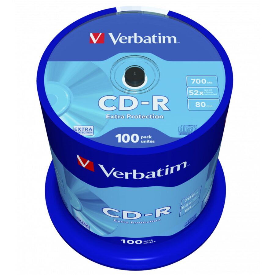 Verbatim CD-R 52X 700MB 100 Pack Spindle Datalife Plus