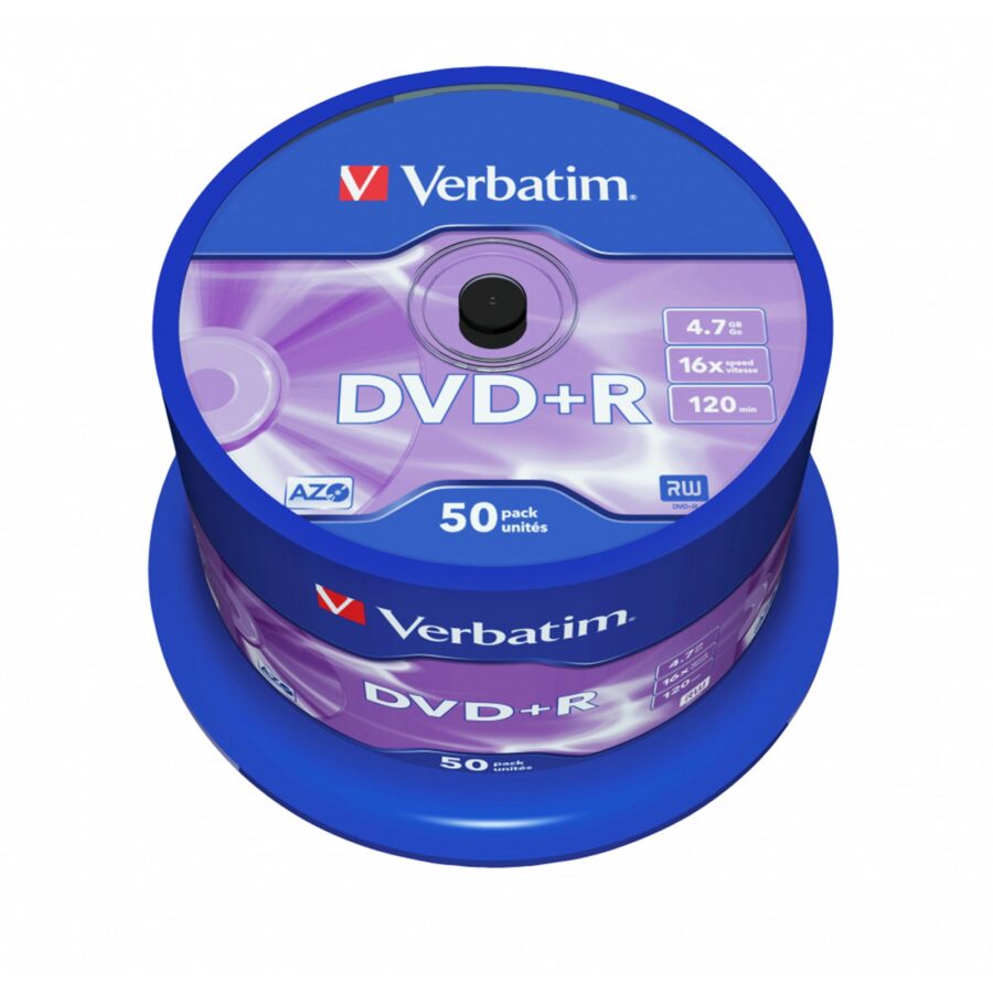Verbatim DVD+R 16X 4.7GB 50 Pack Spindle Matt Silver