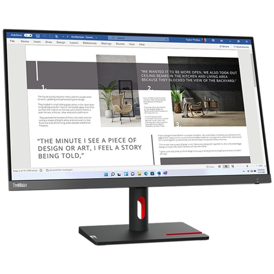 Lenovo ThinkVision S27i-30, 27 Inch, Full HD (1920 x 1080), 100Hz, 4ms, 16:9, IPS, WLED Monitor, HDMI, VGA, Tilt Adjustable, 3 Year Warranty