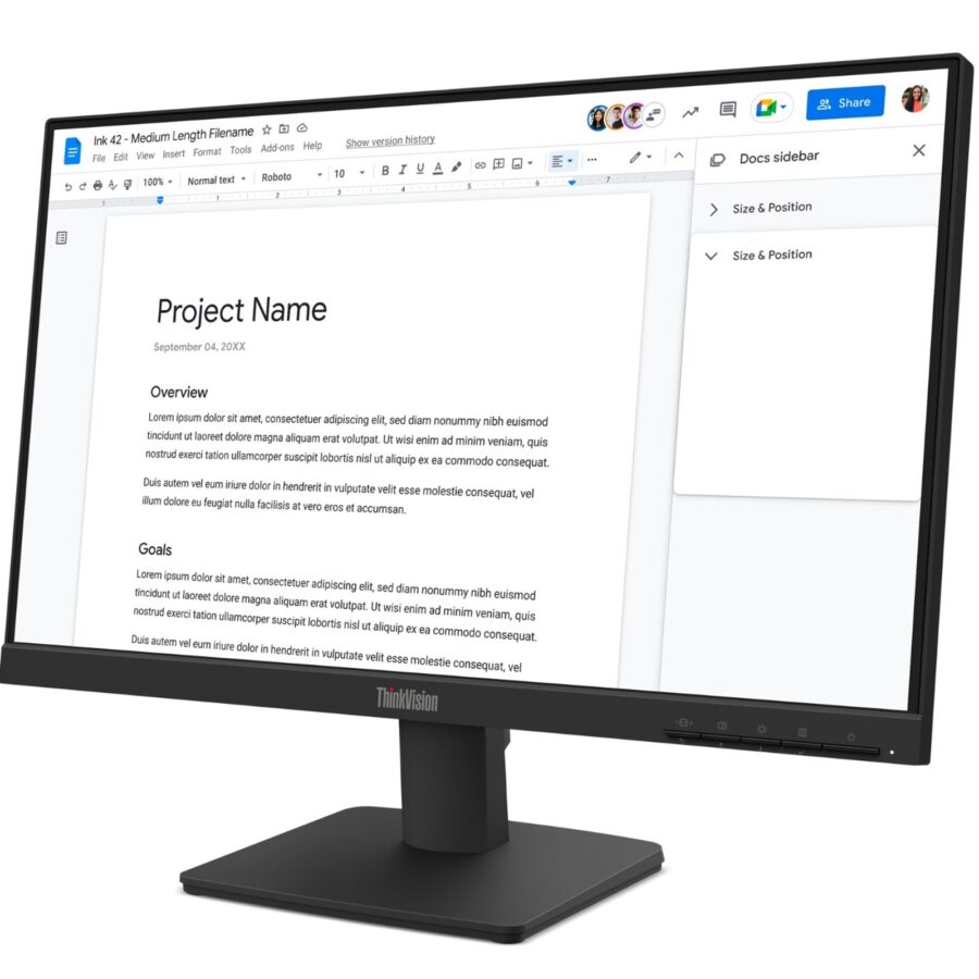 Lenovo ThinkVision S22-4e, Full HD (1920 x 1080), 100Hz, 4ms, 16:9, IPS, WLED Monitor, HDMI, VGA, Tilt Adjustable, 3 Year Warranty