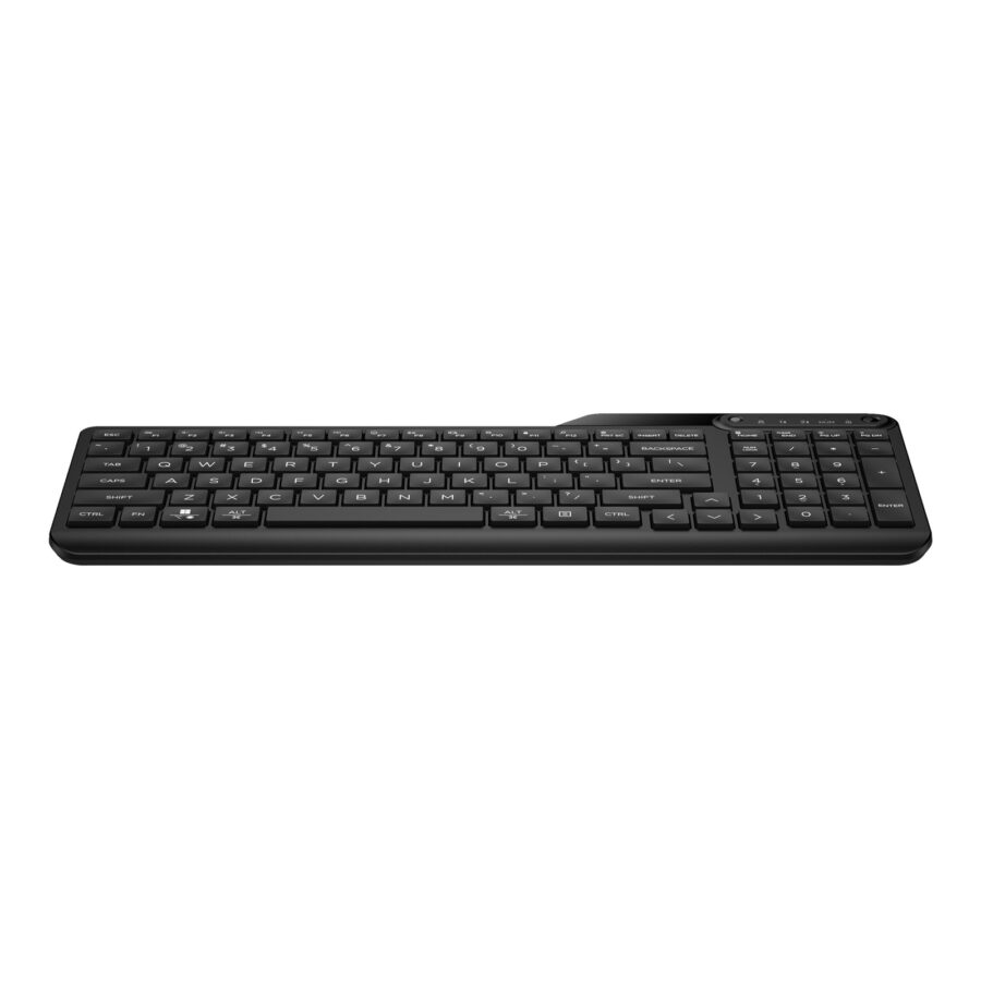 HP 475 Dual-Mode Wireless Keyboard, Bluetooth or 2.4Ghz Wireless, Pair up to 3 Devices, 12 Progammable Keys, Qwerty UK English Layout, Black