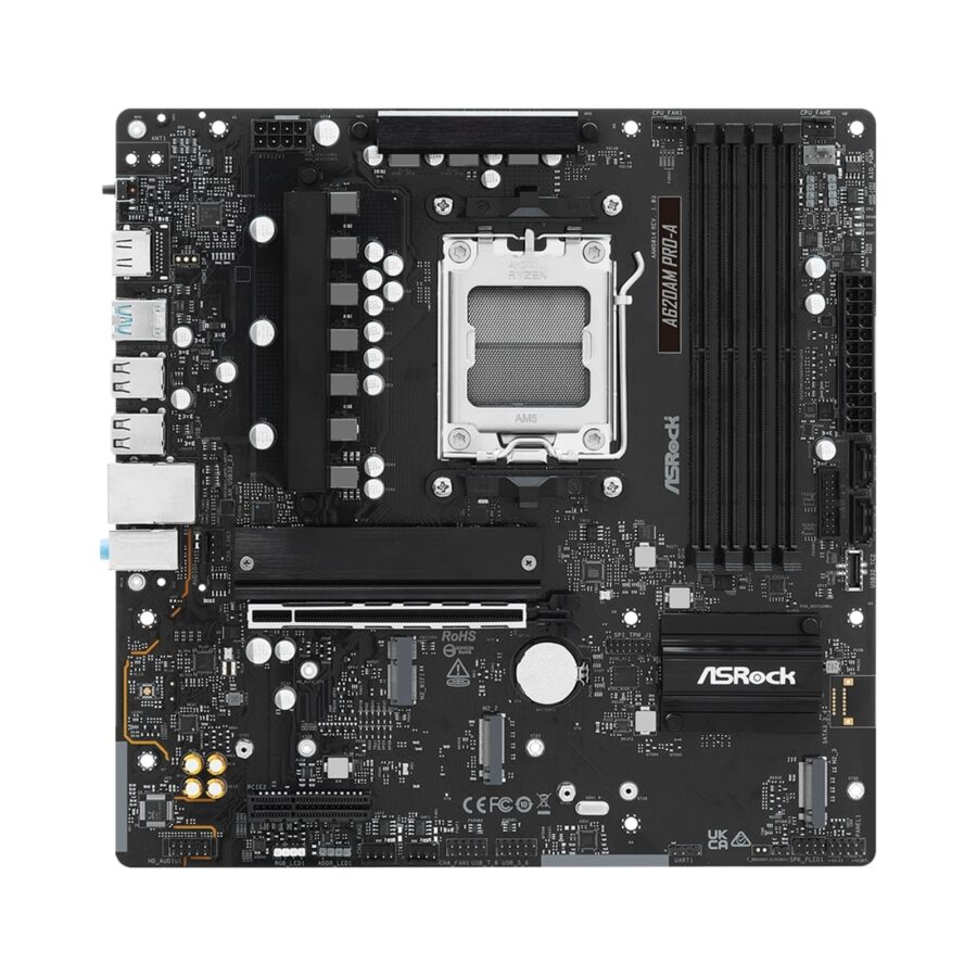 ASRock A620AM PRO-A AMD AM5 Socket Motherboard, Micro-ATX, 4x DDR5 Slots, 3x M.2 Sockets, 2.5GbE LAN, 1x HDMI Port