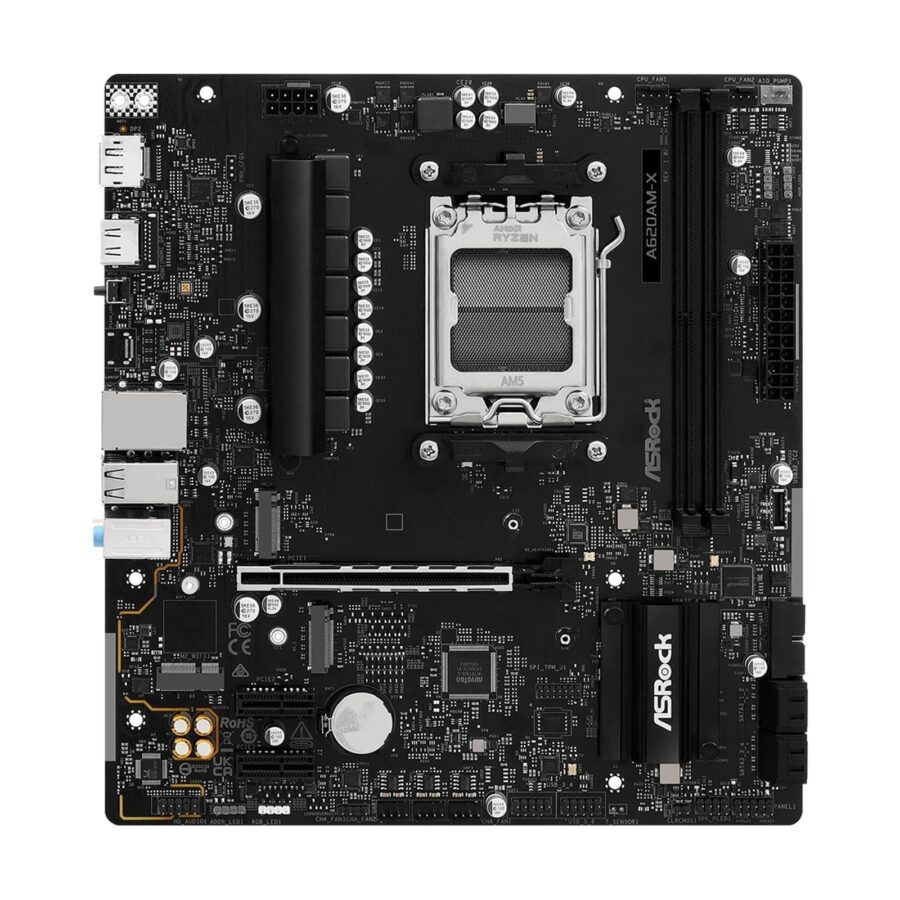 ASRock A620AM-X AMD AM5 Socket Motherboard, Micro-ATX, 2x DDR5 Slots, 2x M.2 Sockets, 2.5GbE LAN, 1x HDMI Port / 1x DisplayPort