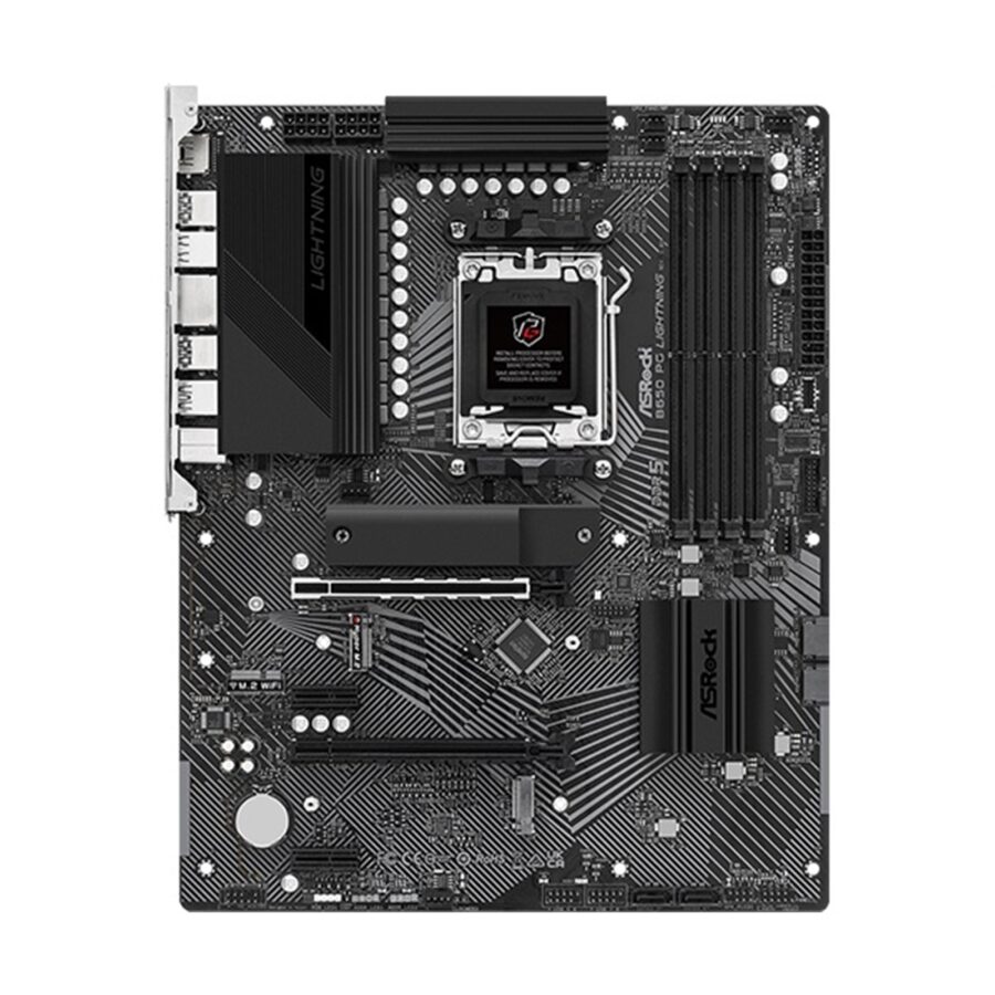 ASRock B650 PG Lightning AMD AM5 Socket Motherboard, ATX, 4x DDR5 Slots, 3x M.2 Sockets, Fitted I/O Shield, 2.5GbE LAN, 1x HDMI Port