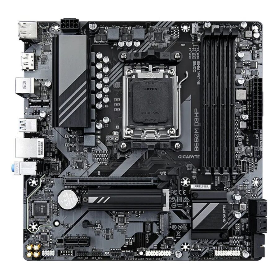 Gigabyte B650M D3HP Ultra Durable AMD AM5 Socket Motherboard, Micro-ATX, 4x DDR5 Slots, 2x M.2 Sockets, 2.5GbE LAN, 2x DisplayPorts / 1x HDMI Port