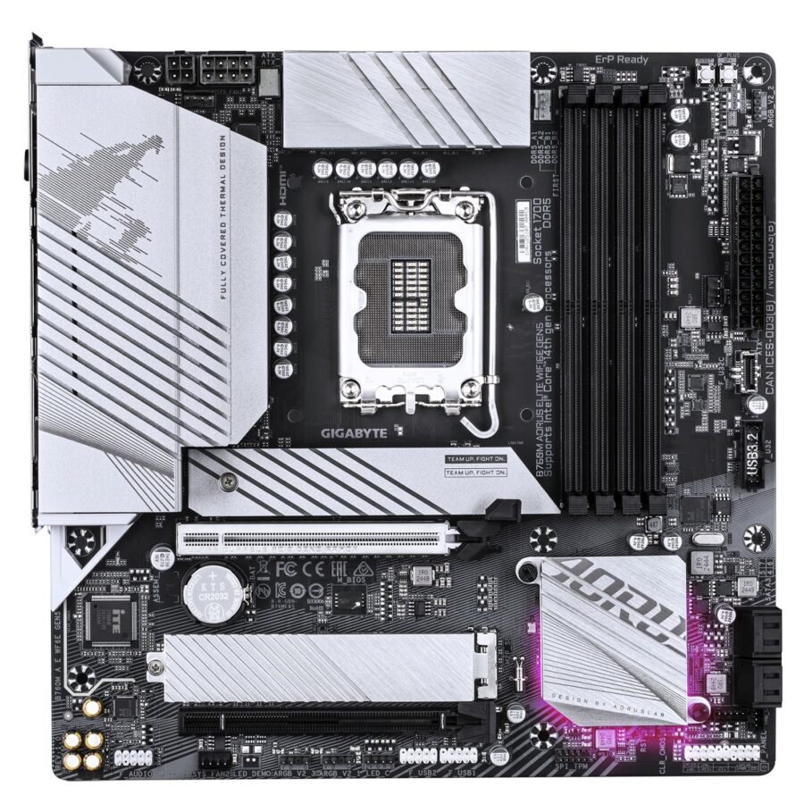 Gigabyte B760M AORUS ELITE WIFI6E GEN5 Intel 1700 Socket Motherboard, Micro-ATX, 4x DDR5 Slots, 2x M.2 Sockets, 2.5GbE LAN, Wi-Fi 6E, 1x HDMI Port / 1x DisplayPort