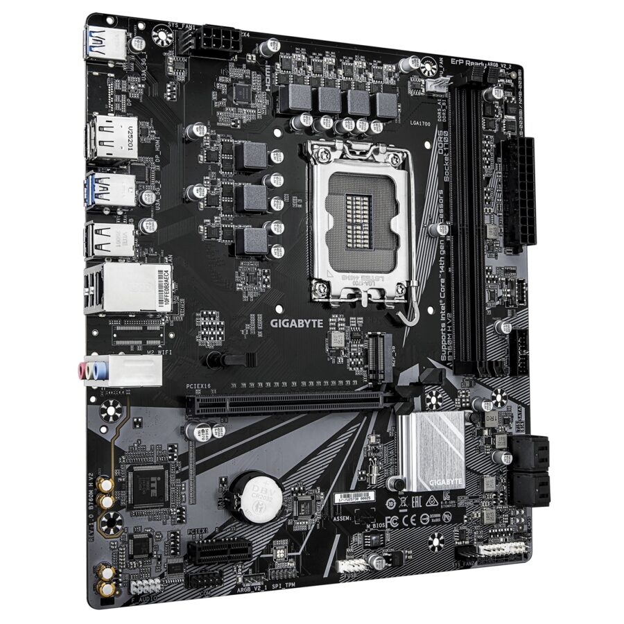 Gigabyte B760M H V2 Intel 1700 Socket Motherboard, Micro-ATX, 2x DDR5 Slots, 1x M.2 Socket, GbE LAN, 1x DisplayPort / 1x HDMI Port