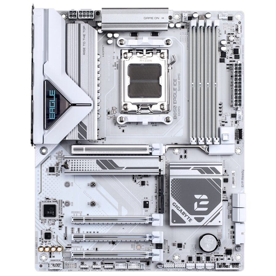 Gigabyte B850 EAGLE ICE AMD AM5 Socket Motherboard, ATX, 4x DDR5 Slots, 3x M.2 Sockets, Fitted I/O Shield, 2.5GbE LAN, 1x DisplayPort / 1x HDMI Port