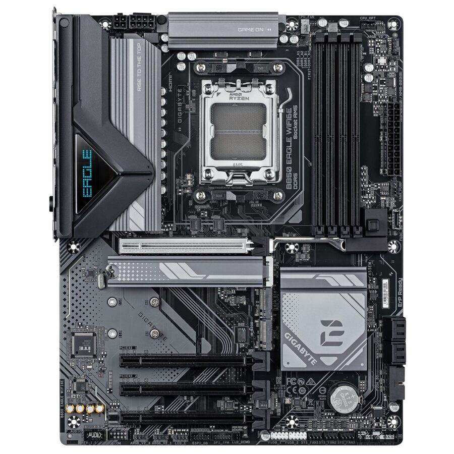 Gigabyte B850 EAGLE WIFI6E AMD AM5 Socket Motherboard, ATX, 4x DDR5 Slots, 3x M.2 Sockets, Fitted I/O Shield, GbE LAN, Wi-Fi 6E, 1x DisplayPort / 1x HDMI Port