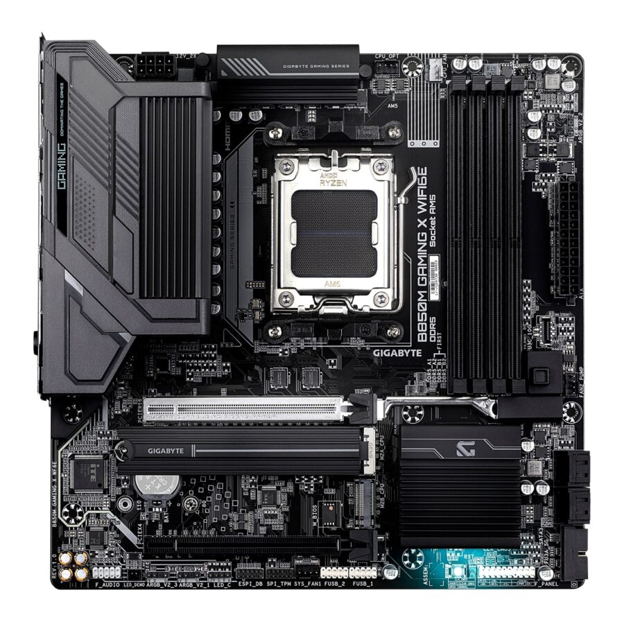 Gigabyte B850M GAMING X WIFI6E AMD AM5 Socket Motherboard, Micro-ATX, 4x DDR5 Slots, 2x M.2 Sockets, Fitted I/O Shield, 2.5GbE LAN, Wi-Fi 6E, 2x DisplayPorts / 1x HDMI Port