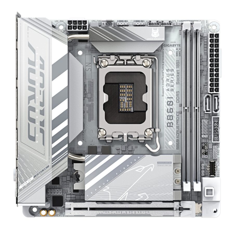 Gigabyte B860I AORUS PRO ICE Intel 1851 Socket Motherboard, Mini-ITX, 2x DDR5 Slots, 2x M.2 Sockets, Fitted I/O Shield, 2.5GbE LAN, Wi-Fi 7, 1x DisplayPort / 1x HDMI Port