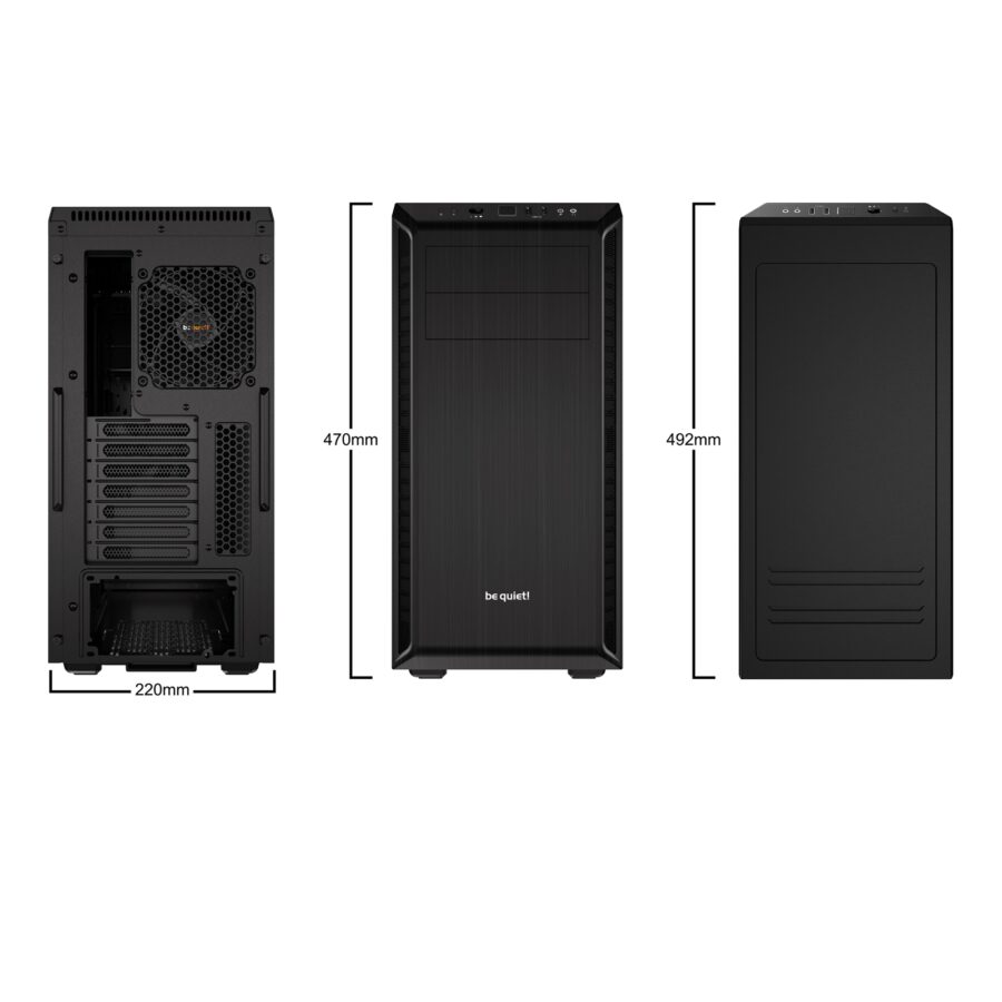 be quiet! BG021 Pure Base 600 Mid Tower Gaming Case, 2 x USB 3.2, Water Cooling Ready, Completely Sound Insulated, 2 x Pre-Installed Pure Wings 3 140mm Fans, ATX / M-ATX / Mini-ITX Compatible