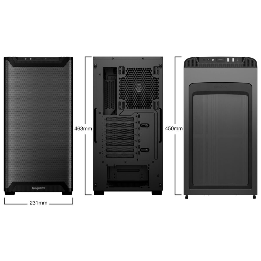 be quiet! BG074 Pure Base 501 Airflow Mid Tower Gaming Case, 1 x USB Type-C / 2 x USB 3.0, Water Cooling Ready, 2 x Pre-Installed Pure Wings 3 140mm Fans, ATX / M-ATX / Mini-ITX Compatible