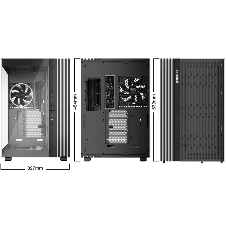 be quiet! BGW71 Light Base 900 FX Full Tower Gaming Case, 1 x USB Type-C / 2 x USB 3.0, Tempered Glass Front & Side Window Panel, 4 x Light Wings ARGB Fans, E-ATX / XL-ATX / ATX / M-ATX / Mini-ATX Compatible