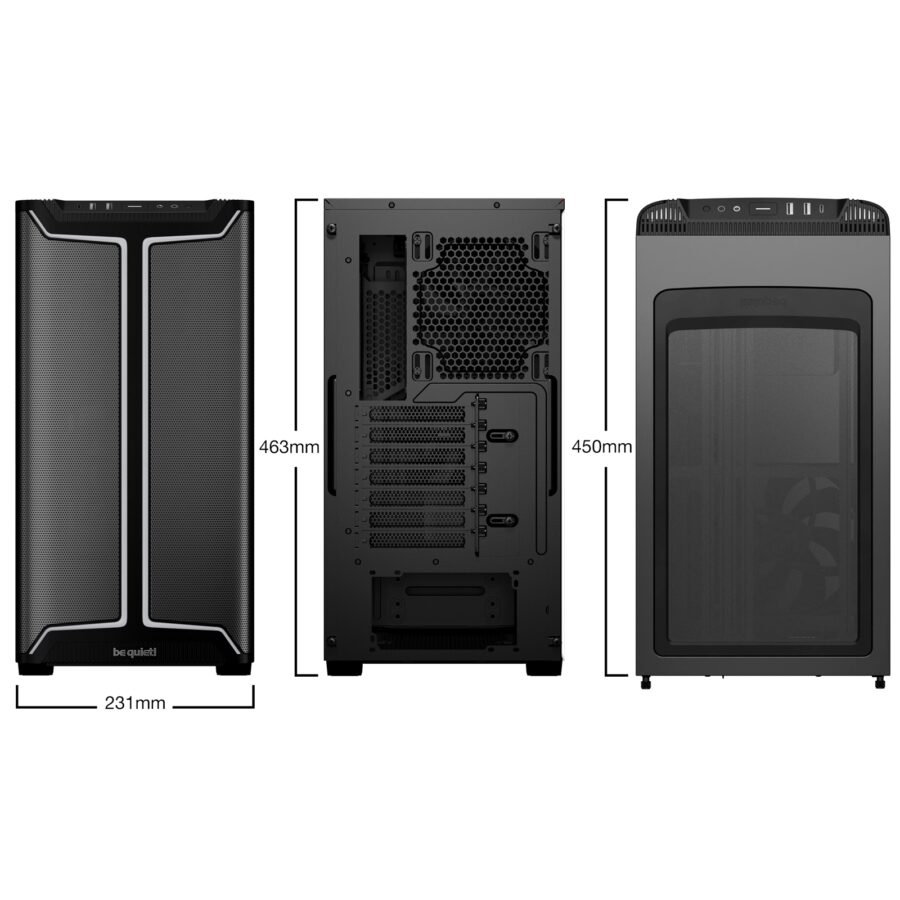 be quiet! BGW50 Pure Base Pro 501 DX Full Tower Gaming Case, 1 x USB Type-C / 4 x USB 3.0, Tempered Glass Front Window Panel, 2 x Pure Wings Fans, Integrated ARGB Lighting, ATX / M-ATX / Mini-ITX Compatible