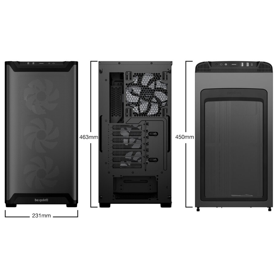 be quiet! BGW78 Pure Base 501 LX Mid Tower Gaming Case, 1 x USB Type-C / 2 x USB 3.0, Tempered Glass Side Panel, 4 x Pre-Installed Light Wings LX Fans, ATX / M-ATX / Mini-ITX Compatible