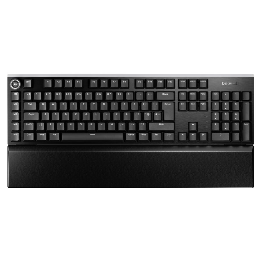 Be Quiet! Light Mount Silent Linear ARGB Mechanical Keyboard, 3D Media Wheel, 5 Macro Keys, silent keystrokes, hot-swappable 5-pin MX-style switch socket