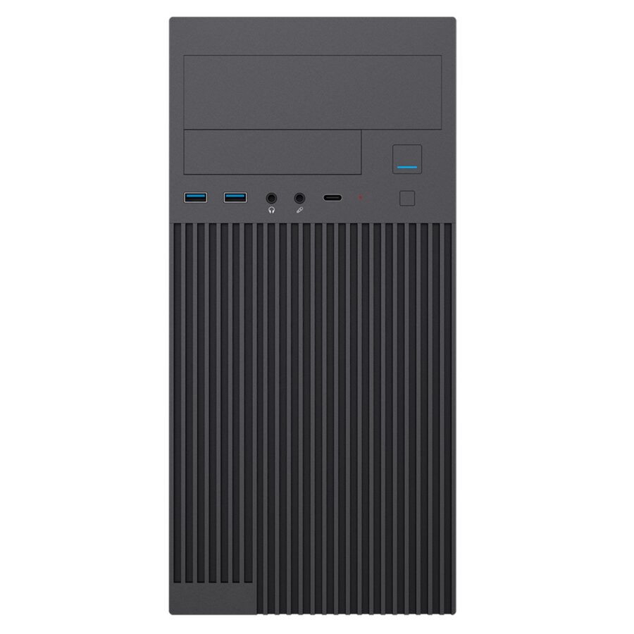 CiT Mentor Micro-ATX Office PC Case With USB Type C and 80mm Rear Black Fan Included