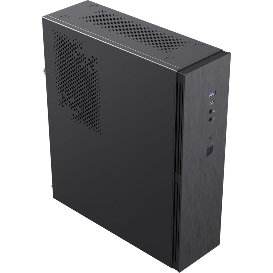CiT S8i SFF Micro-ATX PC Case - 8.3L Compact Desktop Chassis, Brushed Front, 1 x 80mm Fan, 2 x USB 3.0, TFX PSU Support, Black
