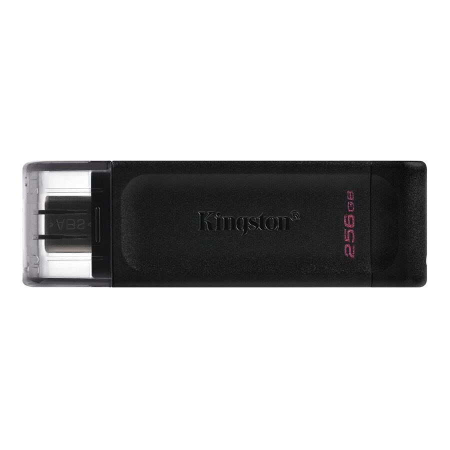 Kingston DT70/256GB DataTraveler 256GB USB Flash Drive, USB 3.2, USB-C, Gen1, 80MB/s, Cap Design, Black, Retail.