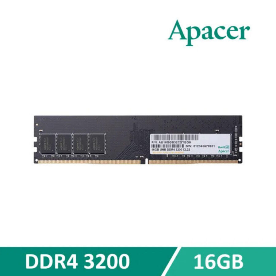 Apacer (EL.16G21.PSH) 16GB (1x 16GB) U-DIMM System Memory, 3200MHz, DDR4, CL19