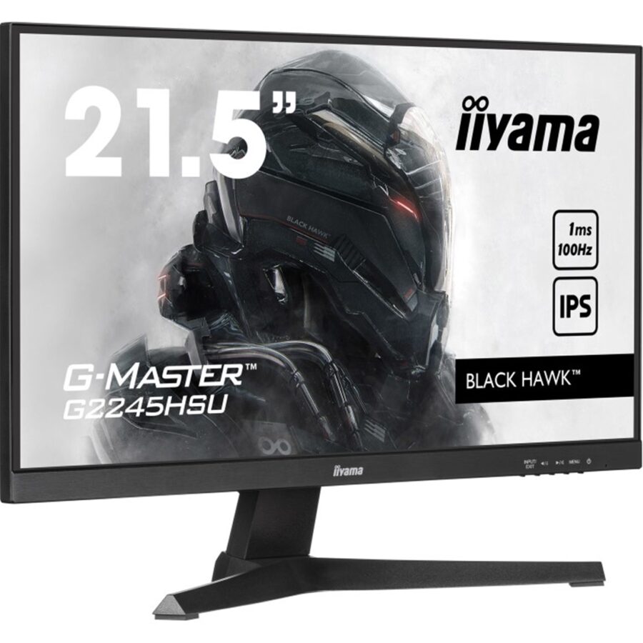 iiyama G-MASTER G2245HSU-B2 22 inch IPS Gaming Monitor, Full HD, 1ms, HDMI, DisplayPort, USB Hub, Freesync, 100Hz, Speakers, Black, Internal PSU, VESA