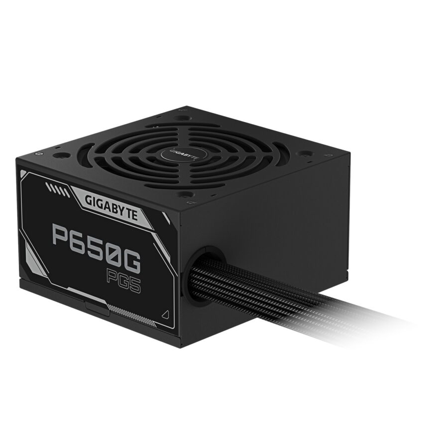 Gigabyte P650G PG5 650W ATX 3.1 Power Supply, 80 PLUS Gold, PCIe Gen 5.1 16-Pin, 120mm HYB Fan, Non-Modular PSU, Black, GP-P650G PG5