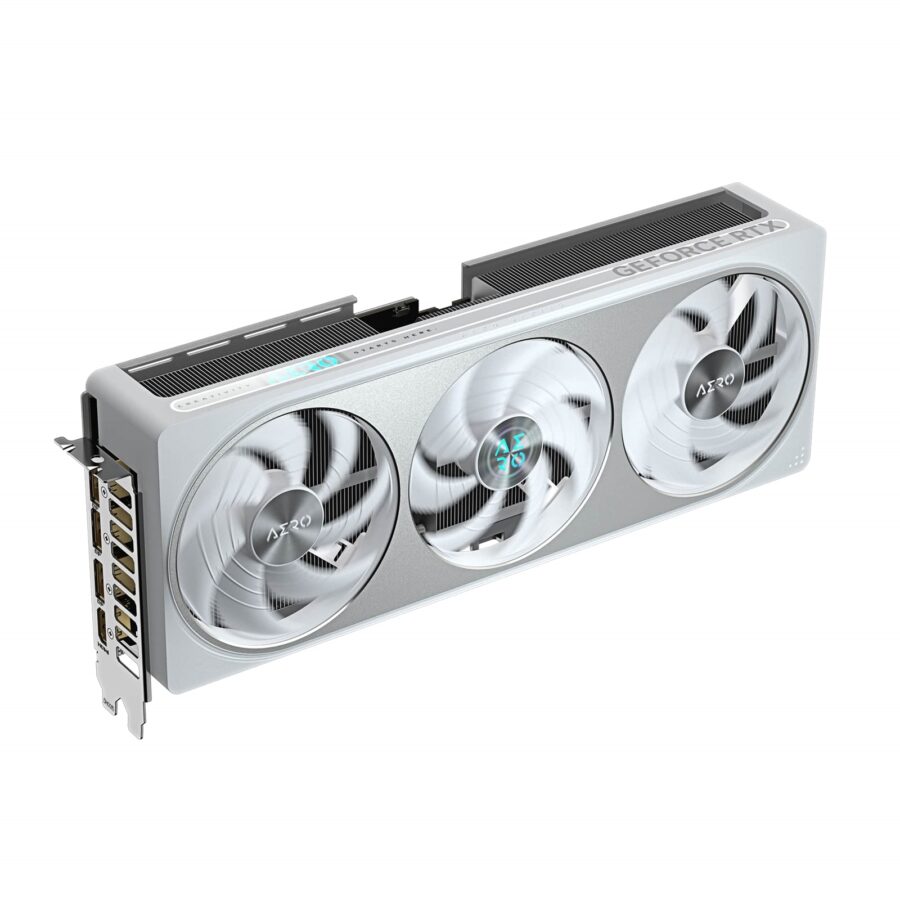 Gigabyte NVIDIA GeForce RTX 5070 AERO OC 12GB GDDR7 Graphics Card, 6144 CUDA Cores, 2625 MHz Core Clock, Triple Fan, White, RGB, 3x DisplayPorts / 1x HDMI Port
