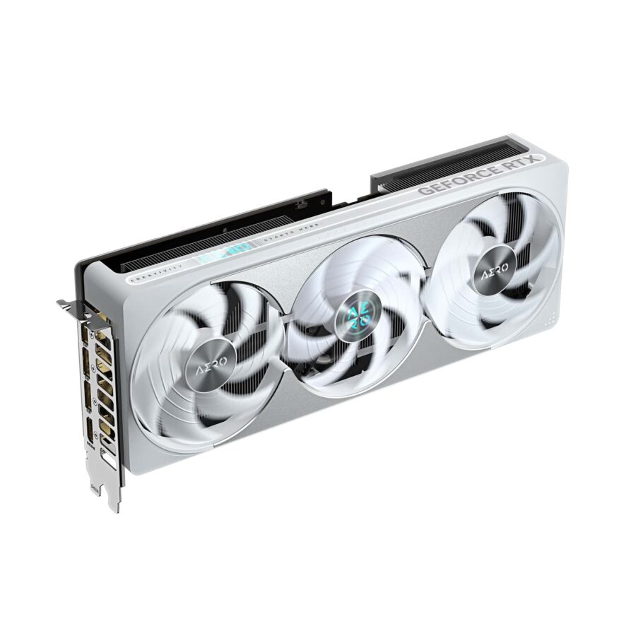Gigabyte NVIDIA GeForce RTX 5080 AERO OC SFF 16GB GDDR7 Graphics Card, 10752 CUDA Cores, 2730 MHz Core Clock, Triple Fan, White, RGB, 3x DisplayPorts / 1x HDMI Port
