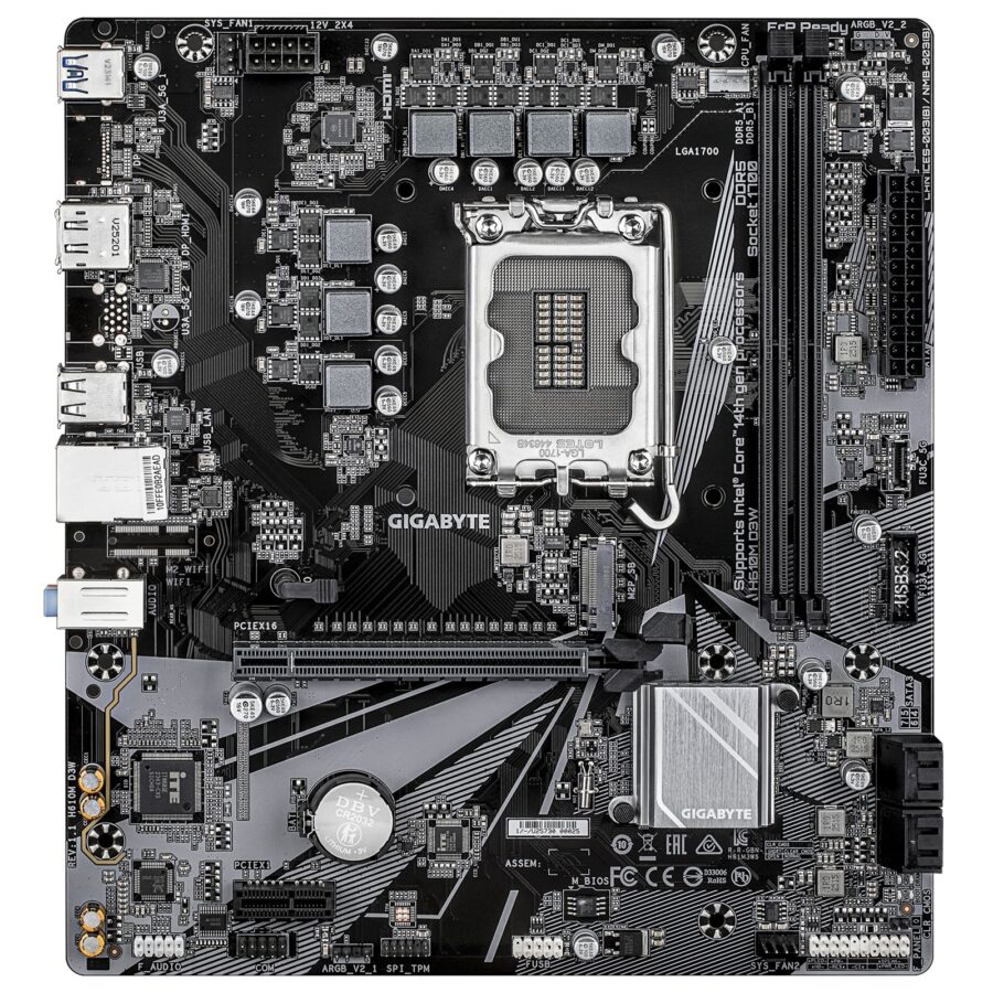 Gigabyte H610M D3W (Rev. 1.1) Intel 1700 Socket Motherboard, Micro-ATX, 2x DDR5 Slots, 1x M.2 Socket, GbE LAN, 1x DisplayPort / 1x HDMI Port