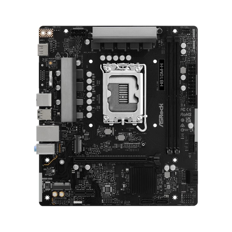 ASRock H810M-H Intel 1851 Socket Motherboard, Micro-ATX, 2x DDR5 Slots, 1x M.2 Socket, GbE LAN, 1x HDMI Port