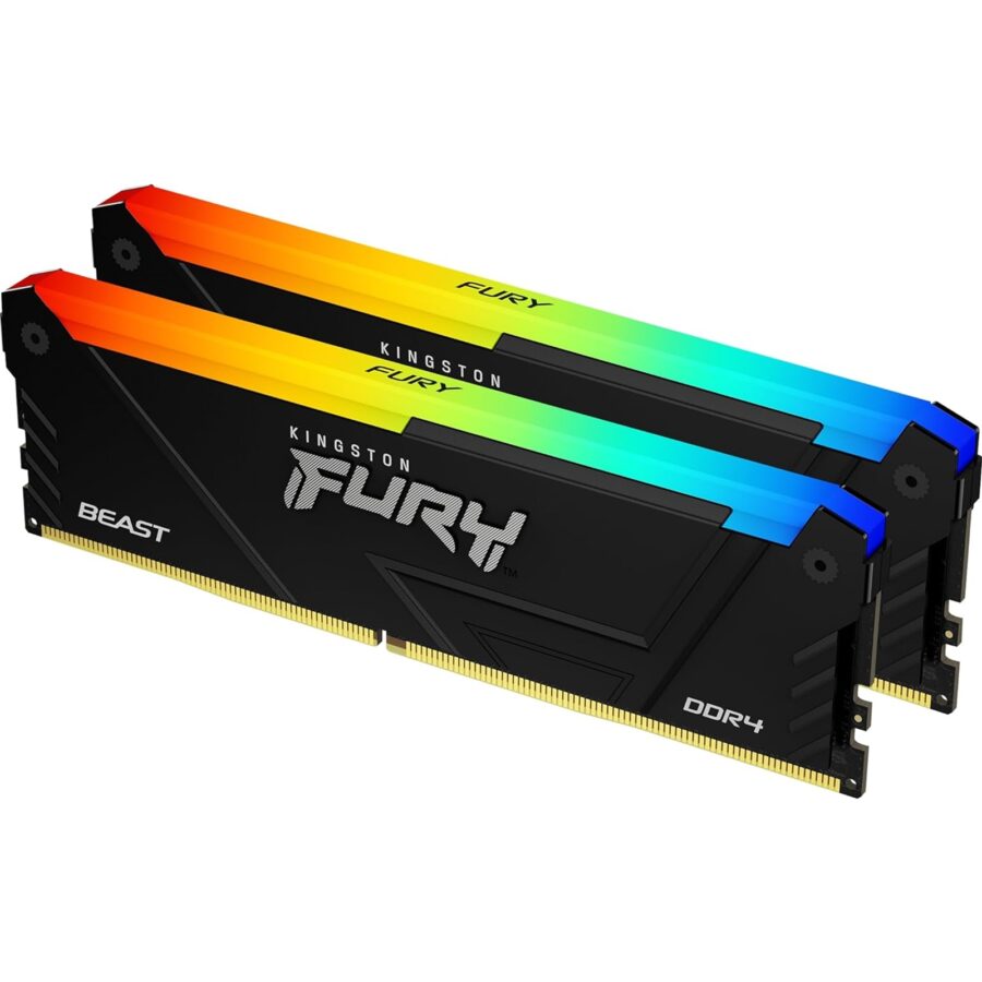 Kingston FURY Beast KF436C17BB2AK2/16 16GB (2x 8GB) U-DIMM System Memory, 3600MHz, DDR4, CL17, Black, RGB, Intel XMP