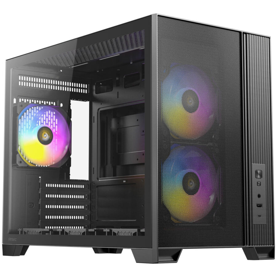 Small Format Gaming Build - Antec FLUX Glass RGB lighting, AMD Ryzen 5 7600X 6 Core 12 Threads, 5.30GHz Boost, Kingston 16GB DDR5, 1TB NVMe, Gigabyte RX 9060 XT 16GB, 240MM Liquid Cooler