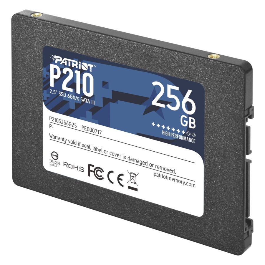 Patriot P210 (P210S256G25) 256GB 2.5 Inch SSD, Sata 3 Interface, Read 500MB/s, Write 400MB/s, 3 Year Warranty